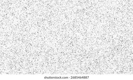 Zufällige Textur mit schwarzen Punkten auf weißem Hintergrund. Abstraktes Streifenmuster für Grunge-Overlay oder subtiles Gestaltungselement. Geräuscheffekthintergrund.