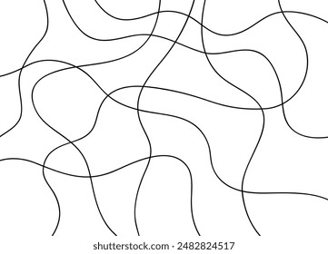 Random black line with wavy line design for abstract background, art, puzzle.