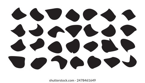 Random black shapes set. Blob shapes. Organic abstract splodge elements monochrome collection. Vector.