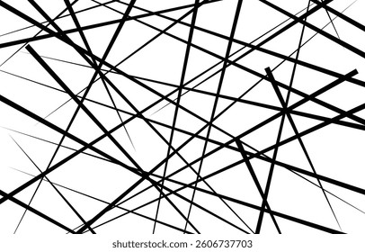 Random black and white chaotic lines abstract geometric pattern texture.