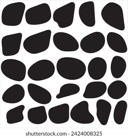 Random blob circles silhouette icon set. An arrangement of black organic shapes. Isolated on a white background. vector.
