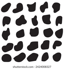 Random blob kreist Silhouette-Icon Satz. Eine Anordnung von schwarzen organischen Formen. Einzeln auf weißem Hintergrund. Vektor.