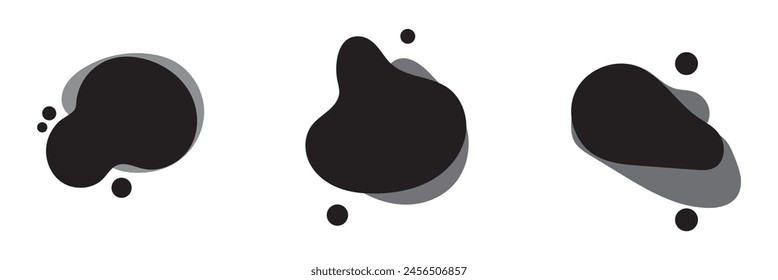 Random blob circles silhouette icon set. An arrangement of black organic shapes. Isolated on a white background.