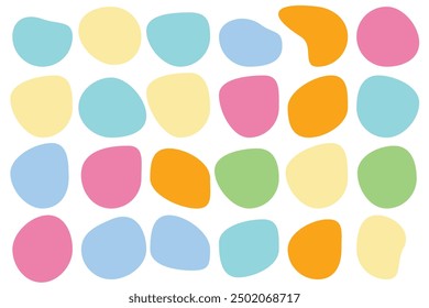  Random blob circles silhouette icon set. Blob shapes vector set. Black abstract spot on a white background. Organic abstract simple fluid stone silhouette elements.