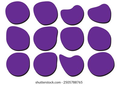 Random blob circles silhouette icon set. Blob shapes vector set. Black abstract spot on a white background. Organic abstract simple fluid stone silhouette elements.