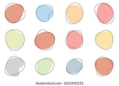 Random blob circles silhouette icon set. An arrangement of black organic shapes. Isolated on a white background.
