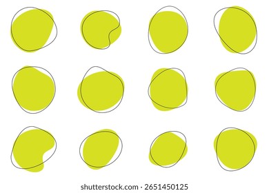 Random blob circles silhouette icon set. An arrangement of black organic shapes. Isolated on a white background.