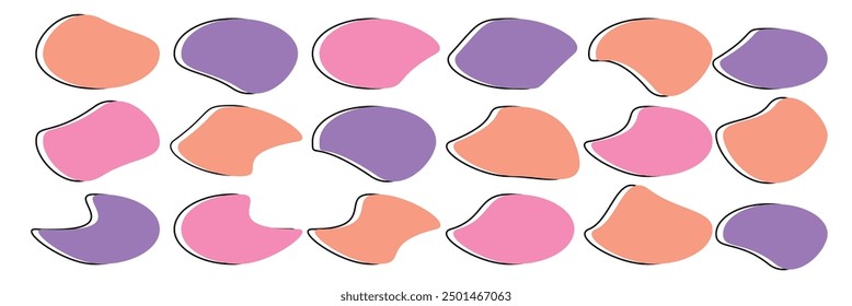 Random blob organic geometric round pattern isolated on white background, colourful blob icon set eps 10