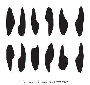 Formas de manchas aleatorias. Gotas de cubo negro. Forma irregular de las manchas negras orgánicas. sombras líquidas Formas aleatorias. El cubo negro deja caer Formas simples. Tinciones Básicas Elementos aislados