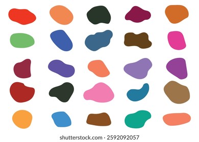 Random blob shapes icon set. Colorful organic shapes Isolated on white background. Water splotches, liquid ink spots vector. vector illustration.

