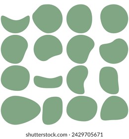  Random blob shapes. Organic blobs set. Rounded abstract organic shapes collection. Shapes of cube, pebble, inkblot, amoeba, drops and stone silhouettes.