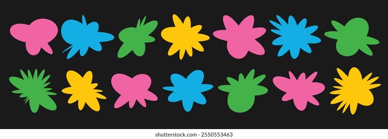 Random blot shape collection. Different forms organic blob elements set. Irregular funny spots