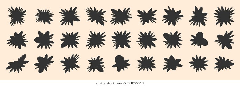 Coleção de formas de borrão aleatórias. Diferentes formas de conjunto de elementos blob orgânicos. Manchas engraçadas irregulares