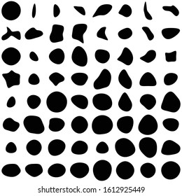 Random blotch, inkblot. Organic blob, blot. Speck shape.Splat, fleck graphic. Drop of liquid, fluid. Pebble, stone silhouette.Ink stain, mottle spot irregular shape. Basic, simple rounded, smooth form - Shutterstock ID 1612925449
