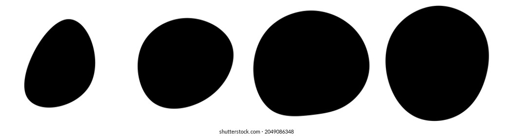 Bloqueo aleatorio, mancha de tinta. Blob orgánico, sangre. Forma Especk.Splat, gráfico de carátula. Gota de líquido, fluido. Pebble, silueta de piedra.Mancha de tinta, forma irregular de la zona del molido