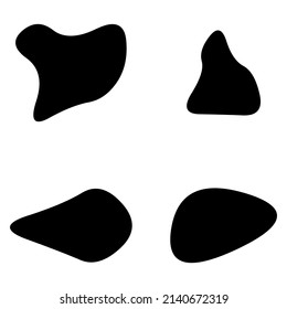 Bloqueo aleatorio, mancha de tinta. Blob orgánico, sangre. Forma Especk.Splat, gráfico de carátula. Gota de líquido, fluido. Pebble, silueta de piedra.Mancha de tinta, forma irregular de la zona de la moquedad. Forma básica, simple, redondeada y lisa