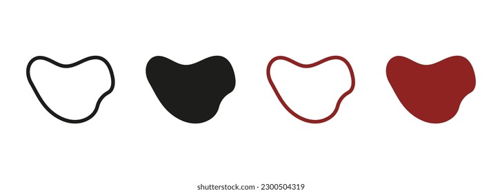 Random Blotch Line and Silhouette Set. Simple Irregular Smooth Black and Color Form. Organic Abstract Blob Shape. Pebble, Stone, Drop Collection. Minimal Fluid. Isolated Vector Illustration.