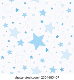 random blue stars seamless pattern design, abstract star background vector