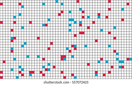 random boxes with color fill  pixel grid