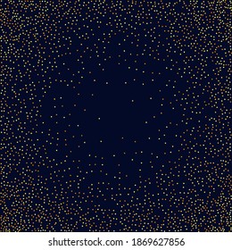 Random Bridal Backdrop. Foil Border. Gold Confetti on Black. Isolated Golden Dust Particles. Vector Round Bokeh. Abstract Iridescent Background. Fluid Birthday Card. Geometric Anniversary Backdrop.