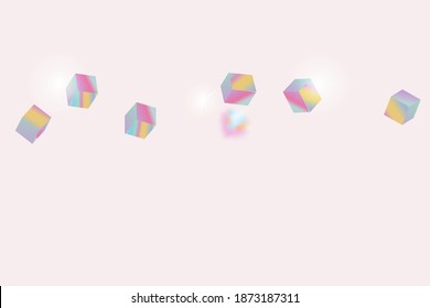 Random Bridal Backdrop. Foil Border. Abstract Iridescent Birthday Card. Geometric Anniversary Backdrop. Vector Round Bokeh. Gold Confetti on White Background. Isolated Golden Dust Particles.