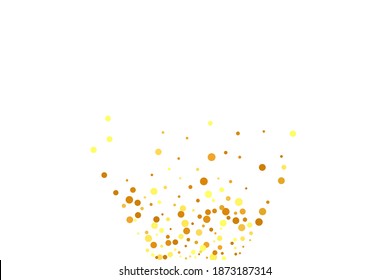 Fondo de novia al azar. Borde de aceite. Resumen de la tarjeta de cumpleaños irlandés. Fondo del Aniversario Geométrico. Bokeh redonda de vectores. Confetti de oro sobre fondo blanco. Partículas de polvo dorado aisladas.