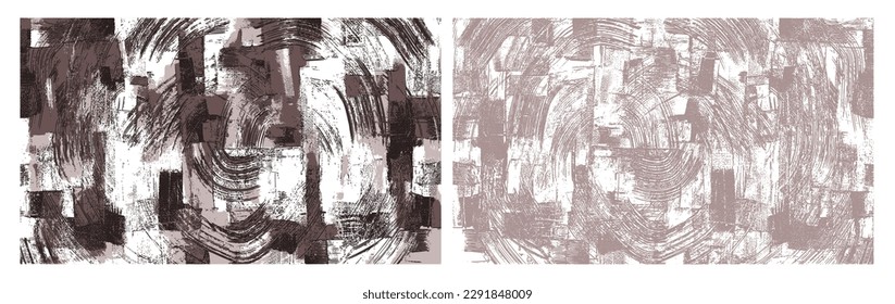 Acariciaciones aleatorias de pincel, conjunto de ilustraciones, pintura en lienzo. Pintura sucia de aceite, arte pintado de acrílico, textura vectorial. Fondo grueso abstracto, cubierta dibujada a mano ligera, fondo