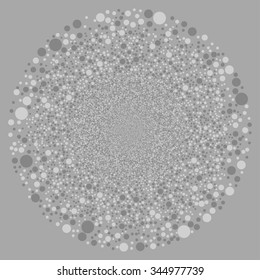 Random Bubble Sphere vector illustration. Style is dark gray and white bicolor flat circles, silver background.