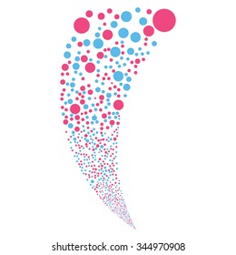 Random Bubble Stream vector illustration. Style is pink and blue bicolor flat circles, white background.