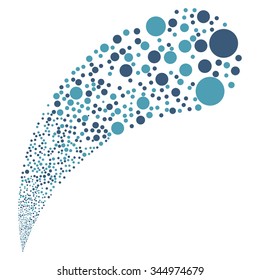 Random Bubble Stream vector illustration. Style is cyan and blue bicolor flat circles, white background.