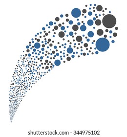 Random Bubble Stream vector illustration. Style is cobalt and gray bicolor flat circles, white background.