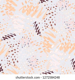 Random Camouflage Pattern With Irregular Watercolor Brush Strokes.  Purple Vector Seamless Camouflage Pattern. Hand Drawn Chevron Lines Spots. Rhythmic Brush Paint Repeat. Watercolor Organic Shapes