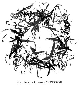 Random, chaotic edgy shapes. Rough monochrome texture. Abstract vector art.