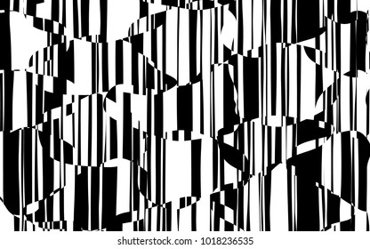 Random Chaotic Lines Abstract Geometric Pattern  Texture, Modern, Contemporary Art Illustration with Black White Striped Lines, Wavy, Curving Distortion Effect, Bending, Warped Lines