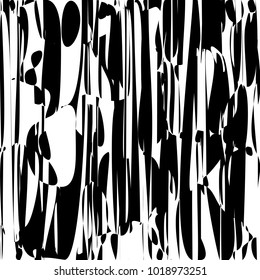 Random Chaotic Lines Abstract Geometric Pattern  Texture, Modern, Contemporary Art Illustration with Black White Striped Lines, Wavy, Curving Distortion Effect, Bending, Warped Lines