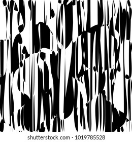 Random Chaotic Lines Abstract Geometric Pattern  Texture, Modern, Contemporary Art Illustration with Black White Striped Lines, Wavy, Curving Distortion Effect, Bending, Warped Lines