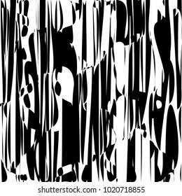 Random Chaotic Lines Abstract Geometric Pattern  Texture, Modern, Contemporary Art Illustration with Black White Striped Lines, Wavy, Curving Distortion Effect, Bending, Warped Lines