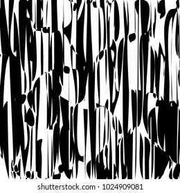 Random Chaotic Lines Abstract Geometric Pattern  Texture, Modern, Contemporary Art Illustration with Black White Striped Lines, Wavy, Curving Distortion Effect, Bending, Warped Lines