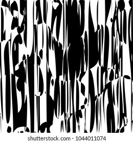 Random Chaotic Lines Abstract Geometric Pattern  Texture, Modern, Contemporary Art Illustration with Black White Striped Lines, Wavy, Curving Distortion Effect, Bending, Warped Lines