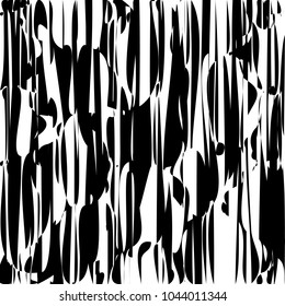Random Chaotic Lines Abstract Geometric Pattern  Texture, Modern, Contemporary Art Illustration with Black White Striped Lines, Wavy, Curving Distortion Effect, Bending, Warped Lines