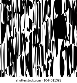 Líneas caóticas al azar Resumen Textura de patrón geométrico, Ilustración de arte contemporáneo con líneas rayadas blancas negras, onduladas, efectos de distorsión curvada, plegado, líneas retorcidas