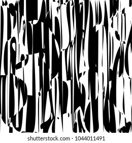 Random Chaotic Lines Abstract Geometric Pattern  Texture, Modern, Contemporary Art Illustration with Black White Striped Lines, Wavy, Curving Distortion Effect, Bending, Warped Lines