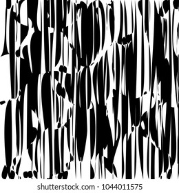 Random Chaotic Lines Abstract Geometric Pattern  Texture, Modern, Contemporary Art Illustration with Black White Striped Lines, Wavy, Curving Distortion Effect, Bending, Warped Lines