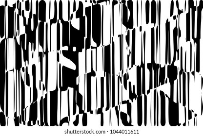 Random Chaotic Lines Abstract Geometric Pattern  Texture, Modern, Contemporary Art Illustration with Black White Striped Lines, Wavy, Curving Distortion Effect, Bending, Warped Lines