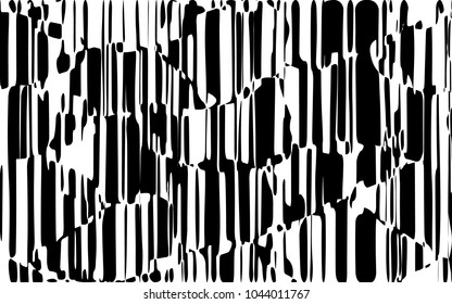 Líneas caóticas al azar Resumen Textura de patrón geométrico, Ilustración de arte contemporáneo con líneas rayadas blancas negras, onduladas, efectos de distorsión curvada, plegado, líneas retorcidas
