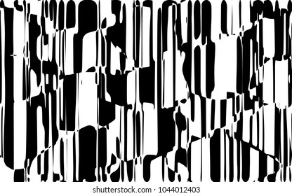 Líneas caóticas al azar Resumen Textura de patrón geométrico, Ilustración de arte contemporáneo con líneas rayadas blancas negras, onduladas, efectos de distorsión curvada, plegado, líneas retorcidas