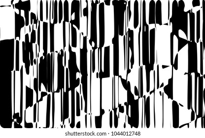 Líneas caóticas al azar Resumen Textura de patrón geométrico, Ilustración de arte contemporáneo con líneas rayadas blancas negras, onduladas, efectos de distorsión curvada, plegado, líneas retorcidas