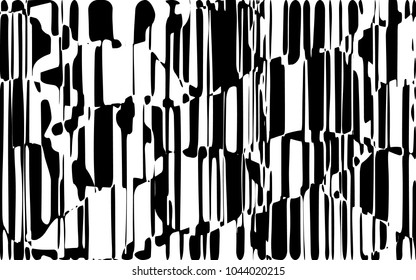 Random Chaotic Lines Abstract Geometric Pattern  Texture, Modern, Contemporary Art Illustration with Black White Striped Lines, Wavy, Curving Distortion Effect, Bending, Warped Lines