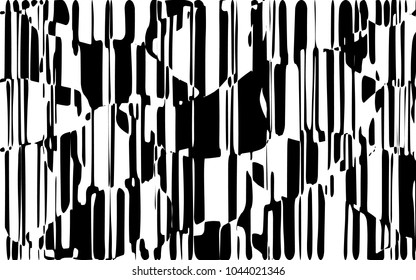 Random Chaotic Lines Abstrakte Geometrische Muster Textur, Moderne, Zeitgenössische Kunstillustration mit schwarz-weißen Streifen Linien, Wavy, Kurvur Verzerrungseffekt, Bending, gezwirnte Linien