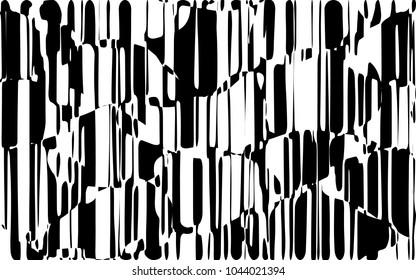 Random Chaotic Lines Abstract Geometric Pattern  Texture, Modern, Contemporary Art Illustration with Black White Striped Lines, Wavy, Curving Distortion Effect, Bending, Warped Lines